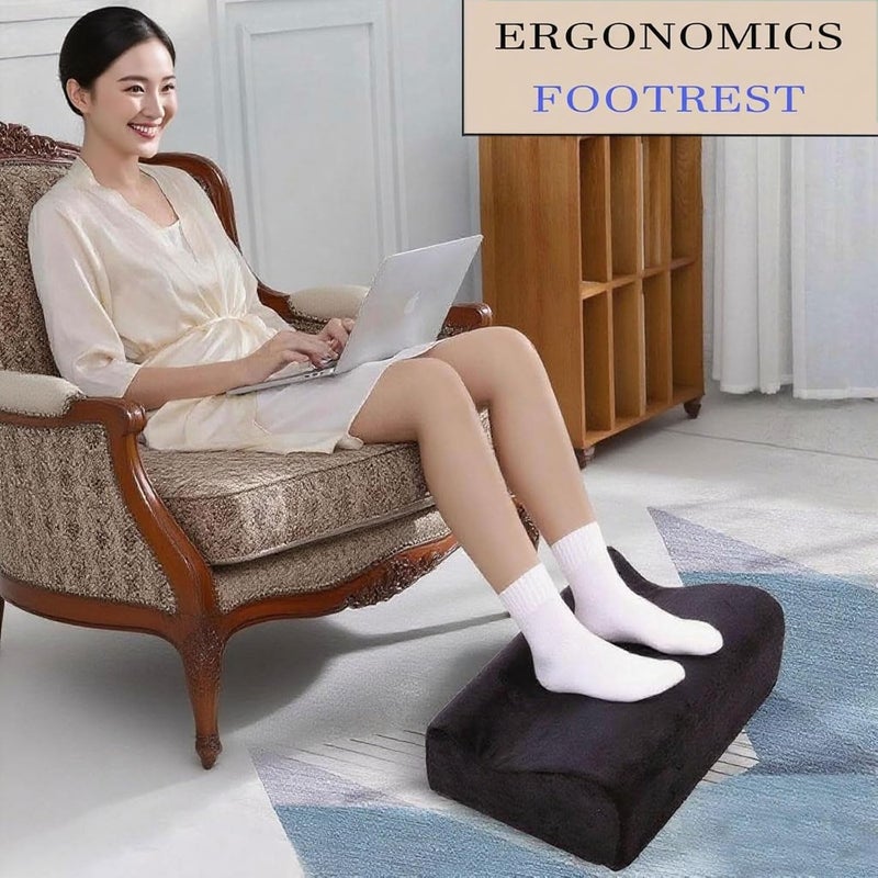 COMFelicify Foot Rest for Under Desk at Work, Ergonomic Under Desk Footrest with Washable Cover, Memory Foam Foot Stool for Office Chair & Gaming Chair, Back & Hip Pain Relief, Black - Image 3